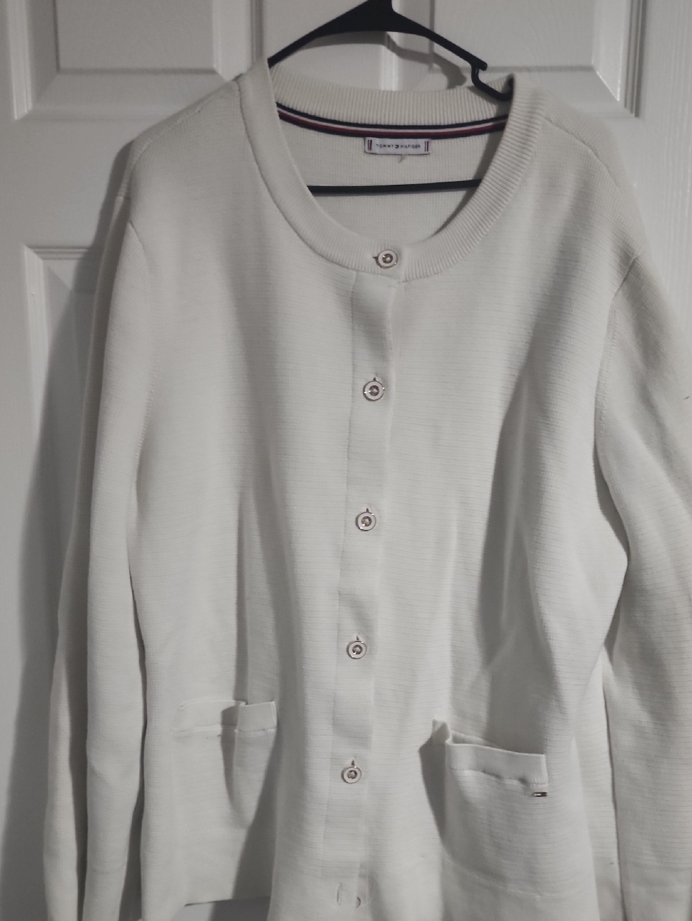 Tommy Hilfiger Women's Cream Button-Up Knit Cardigan